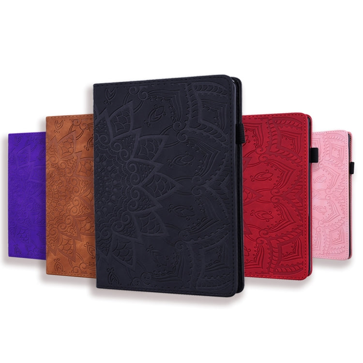 For Lenovo M10 plus 10.3 Calf Pattern Double Folding Design Embossed Leather Case with Holder & Card Slots & Pen Slot & Elastic Band