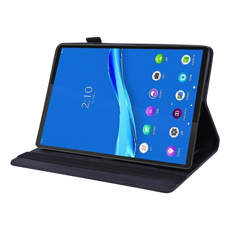 For Lenovo M10 plus 10.3 Calf Pattern Double Folding Design Embossed Leather Case with Holder & Card Slots & Pen Slot & Elastic Band