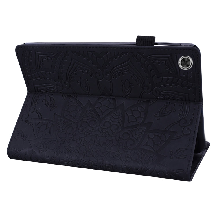 For Lenovo M10 plus 10.3 Calf Pattern Double Folding Design Embossed Leather Case with Holder & Card Slots & Pen Slot & Elastic Band