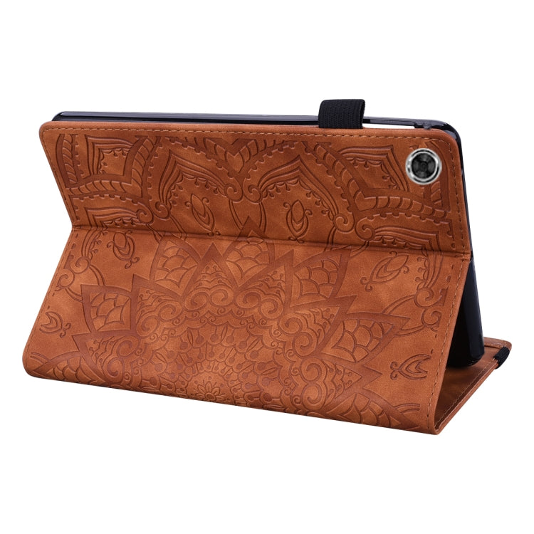 For Lenovo M10 plus 10.3 Calf Pattern Double Folding Design Embossed Leather Case with Holder & Card Slots & Pen Slot & Elastic Band
