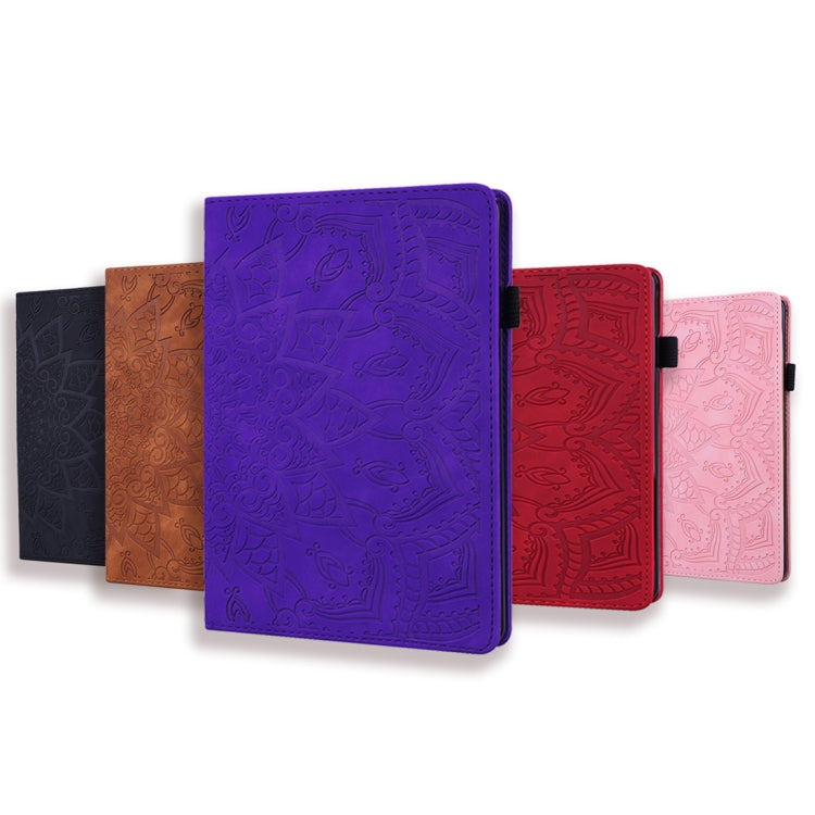 For Lenovo M10 plus 10.3 Calf Pattern Double Folding Design Embossed Leather Case with Holder & Card Slots & Pen Slot & Elastic Band