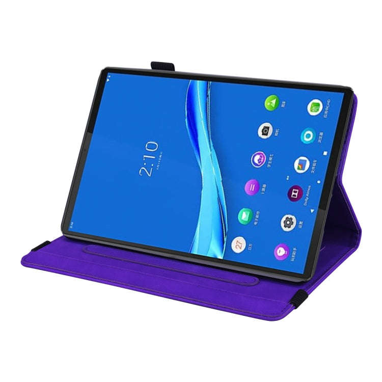 For Lenovo M10 plus 10.3 Calf Pattern Double Folding Design Embossed Leather Case with Holder & Card Slots & Pen Slot & Elastic Band