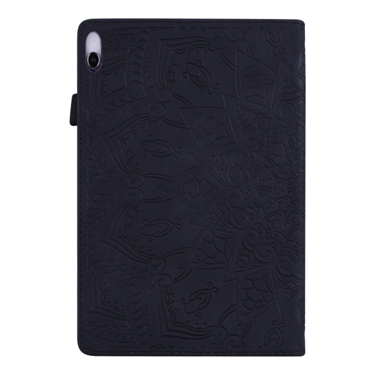 For Lenovo Tab E10/ TB X104F Calf Pattern Double Folding Design Embossed Leather Case with Holder & Card Slots & Pen Slot & Elastic Band