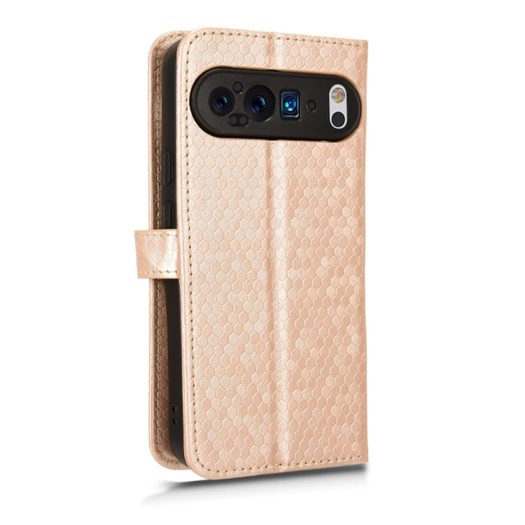 For Google Pixel 9 Pro XL Honeycomb Dot Texture Leather Phone Case