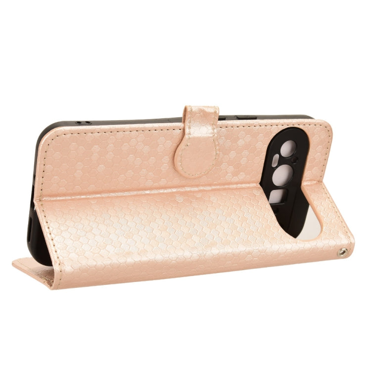 For Google Pixel 9 Pro XL Honeycomb Dot Texture Leather Phone Case