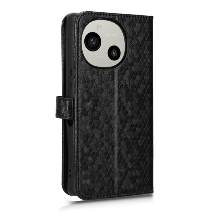 For Sharp Aquos R9 Honeycomb Dot Texture Leather Phone Case