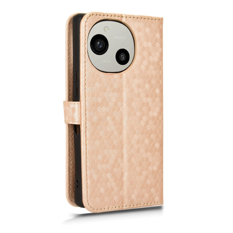 For Sharp Aquos R9 Honeycomb Dot Texture Leather Phone Case