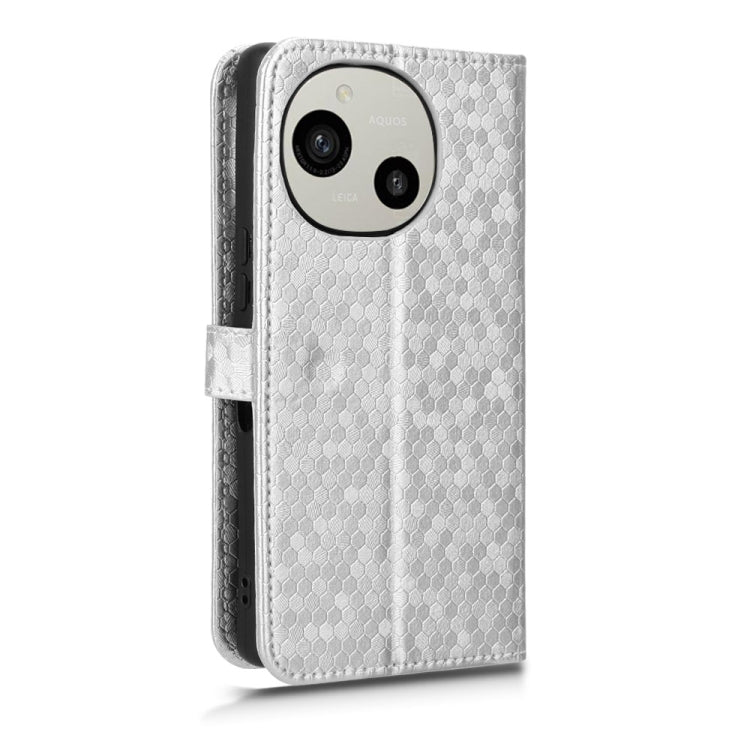 For Sharp Aquos R9 Honeycomb Dot Texture Leather Phone Case