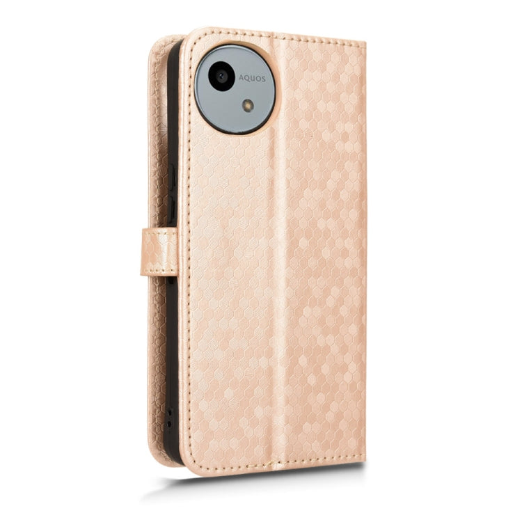 For Sharp Aquos Wish 4 Honeycomb Dot Texture Leather Phone Case