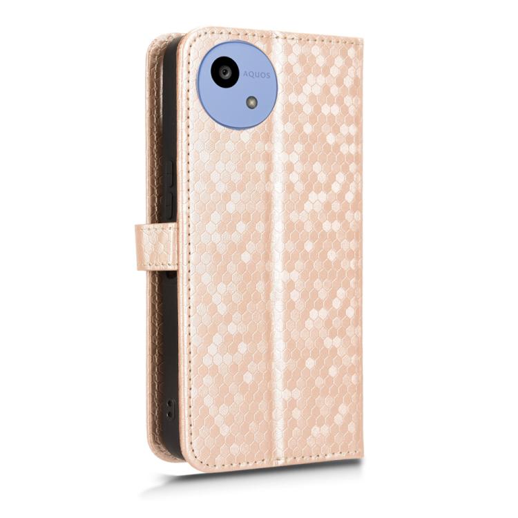 For Sharp Aquos wish5 Honeycomb Dot Texture Leather Phone Case