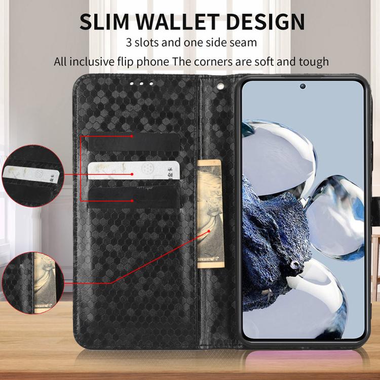 For Sharp Aquos wish5 Honeycomb Dot Texture Leather Phone Case