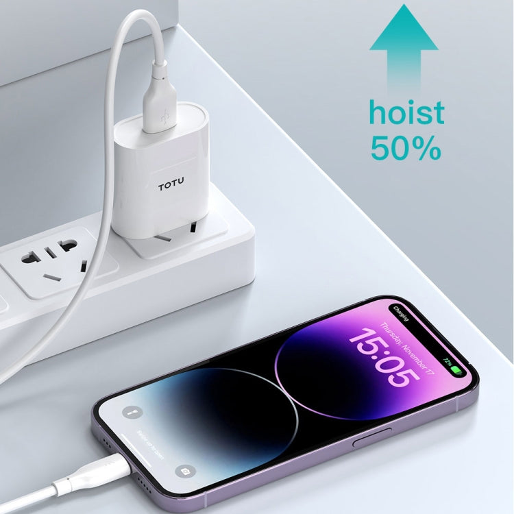 TOTU CB-3 Series USB-C / Type-C to 8 Pin Fast Charge Data Cable, Length:1m(White)