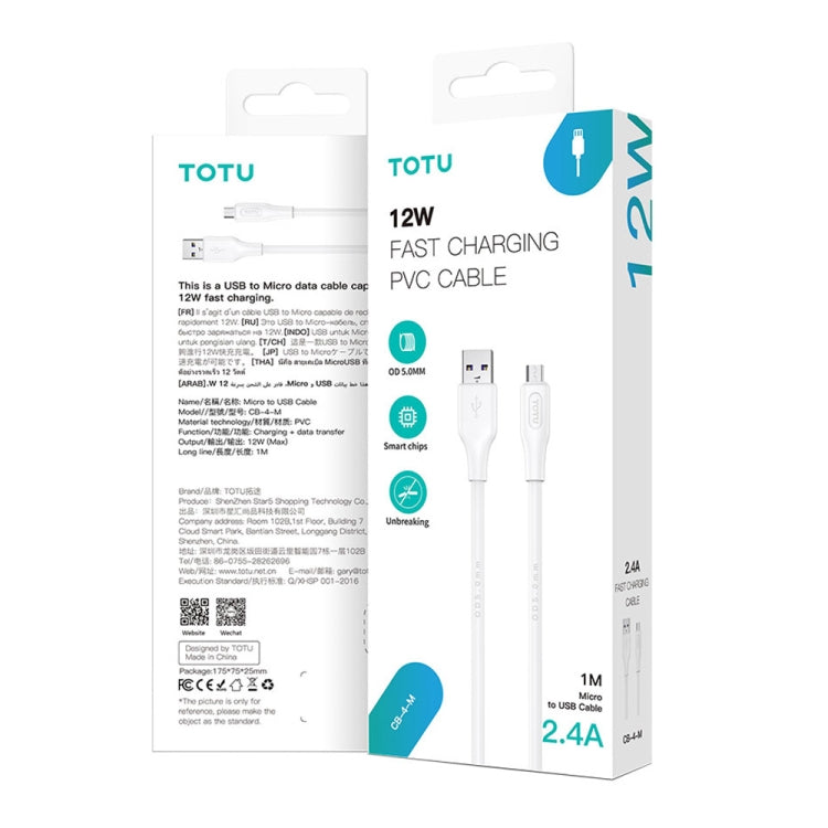 TOTU CB-4 Series USB to USB-C / Type-C Fast Charge Data Cable, Length:1m(White)