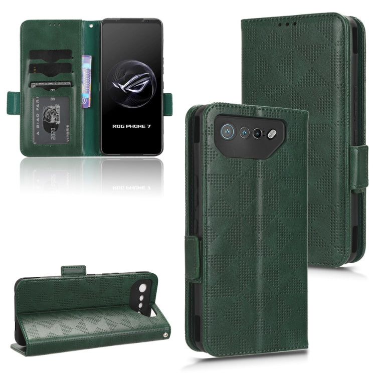 For Asus ROG Phone 7 Symmetrical Triangle Pattern Leather Phone Case