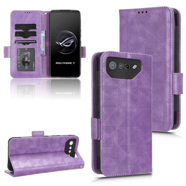 For Asus ROG Phone 7 Symmetrical Triangle Pattern Leather Phone Case