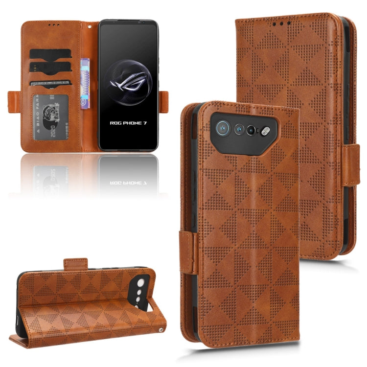 For Asus ROG Phone 7 Symmetrical Triangle Pattern Leather Phone Case