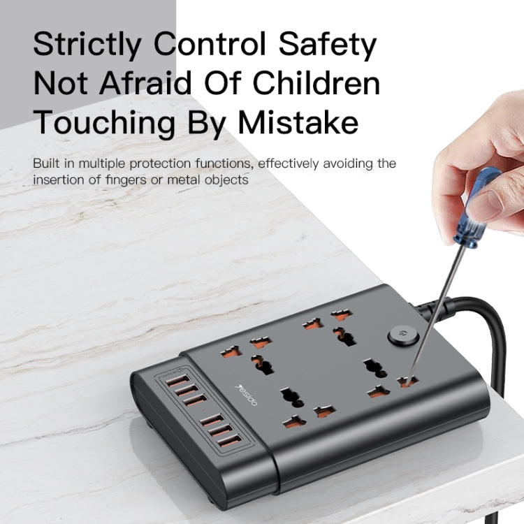 Yesido MC-08 4 Ports + 6 USB Ports 2650W Multi-functional High Power Socket