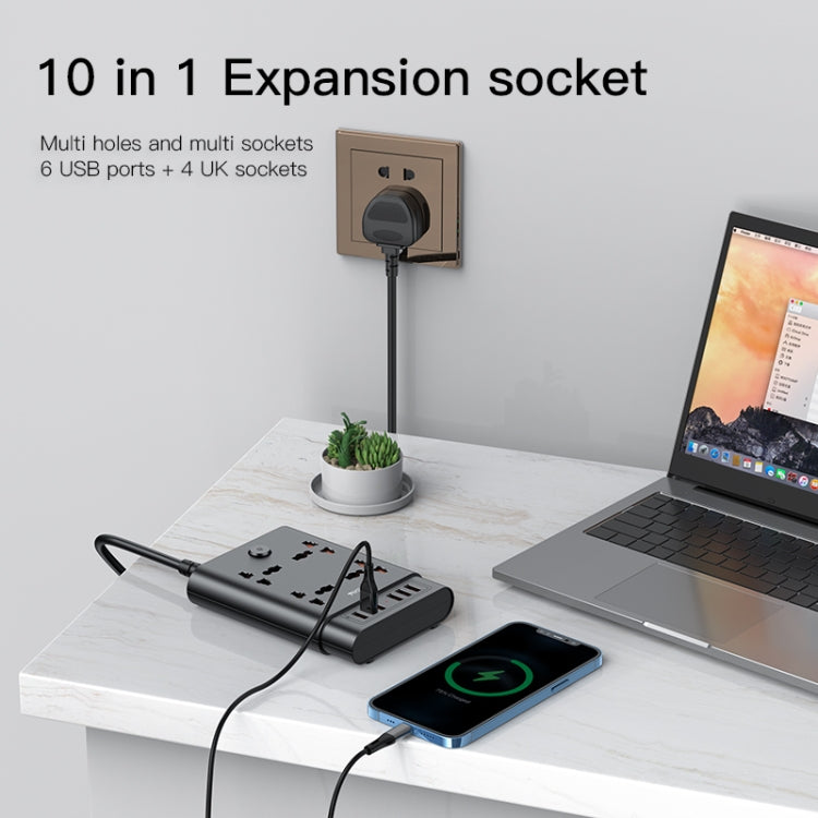 Yesido MC-08 4 Ports + 6 USB Ports 2650W Multi-functional High Power Socket