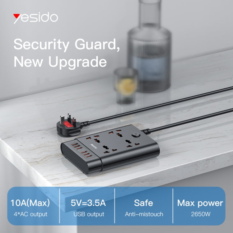 Yesido MC-08 4 Ports + 6 USB Ports 2650W Multi-functional High Power Socket