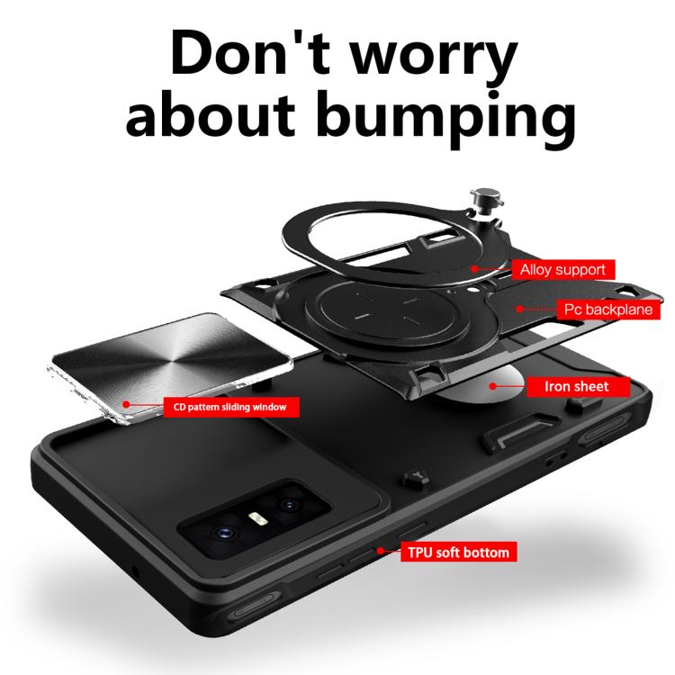 For Infinix GT 30 Pro CD Texture Sliding Camshield Magnetic Holder Phone Case