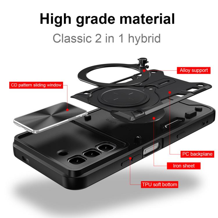 For Infinix Hot 70 5G CD Texture Sliding Camshield Magnetic Holder Phone Case