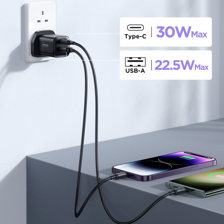 JOYROOM TCF08 30W USB+USB-C / Type-C Dual Port Charger, Plug: