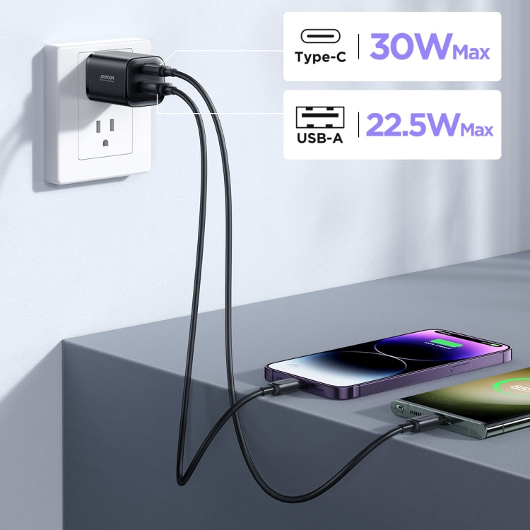 JOYROOM TCF08 30W USB+USB-C / Type-C Dual Port Charger, Plug: