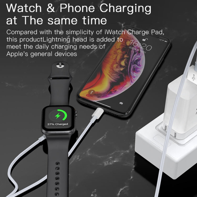 Yesido CA70 For Apple Watch 2 in 1 USB to 8 Pin Wireless Magnetic Watch Charger, Cable Length: 1.5m(White)