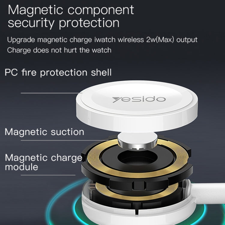 Yesido CA70 For Apple Watch 2 in 1 USB to 8 Pin Wireless Magnetic Watch Charger, Cable Length: 1.5m(White)