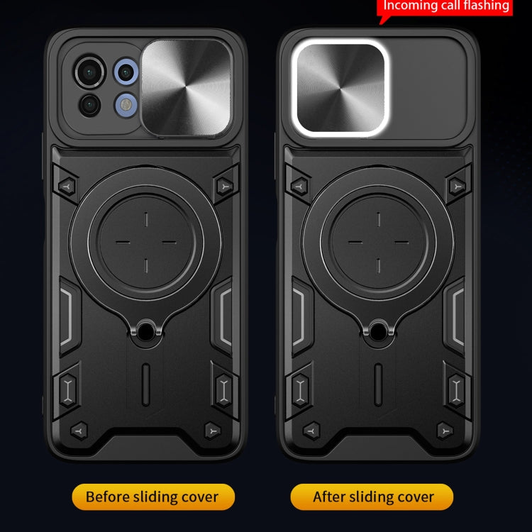 For Xiaomi Mi 11 Lite 4G / 5G CD Texture Sliding Camshield Magnetic Holder Phone Case