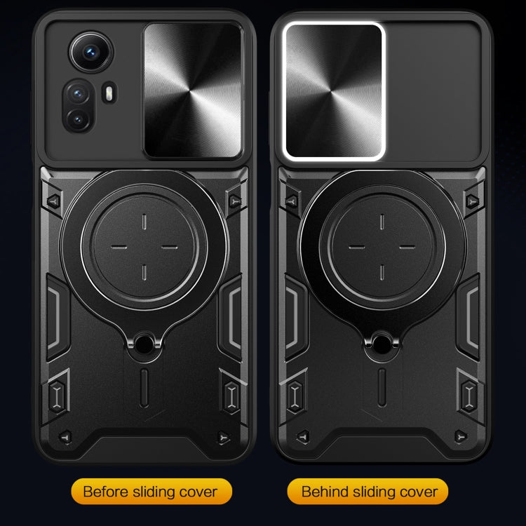 For Xiaomi Redmi Note 12S 4G CD Texture Sliding Camshield Magnetic Holder Phone Case
