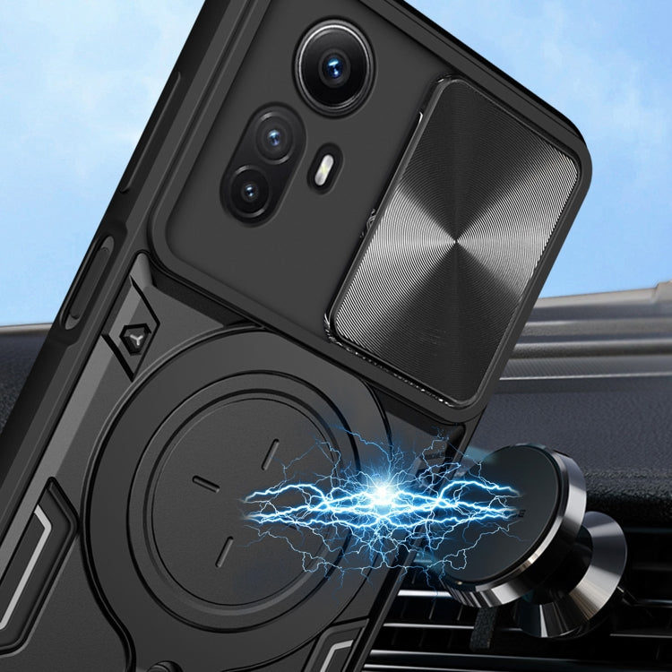 For Xiaomi Redmi Note 12S 4G CD Texture Sliding Camshield Magnetic Holder Phone Case