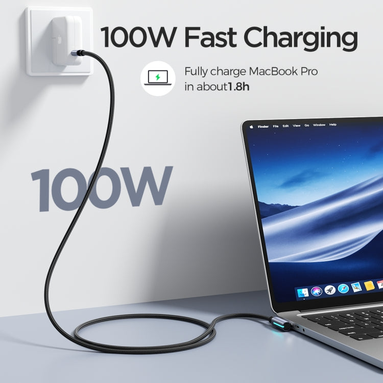 JOYROOM S-CC100A17 100W USB-C/Type-C to USB-C/Type-C Elbow Fast Charging Data Cable, Length: