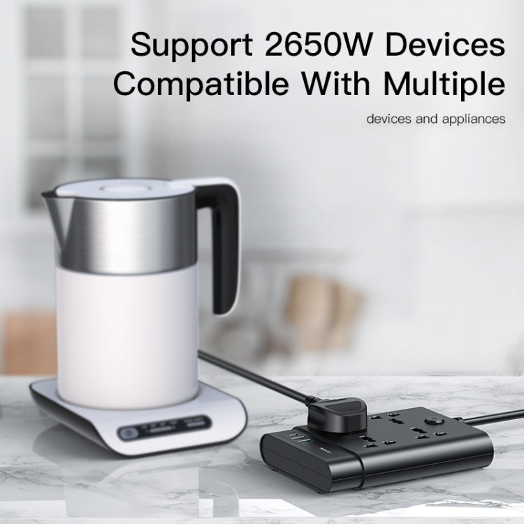 Yesido MC-11 4 Plugs + PD 20W+2 QC3.0 Ports 2650W Multi-functional High Power Socket