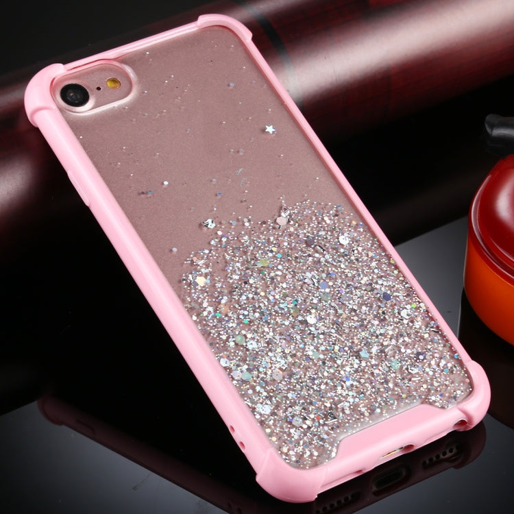 For iPhone SE 2022 / SE 2020 / 8 / 7 Four-Corner Shockproof Glitter Powder Acrylic + TPU Protective Case