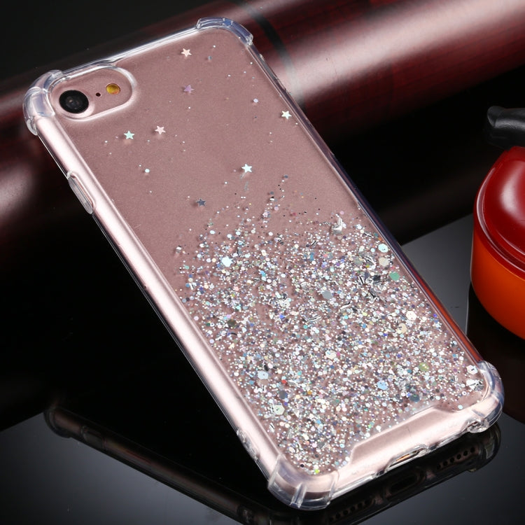 For iPhone SE 2022 / SE 2020 / 8 / 7 Four-Corner Shockproof Glitter Powder Acrylic + TPU Protective Case