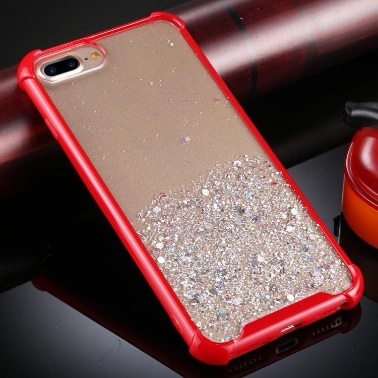 For iPhone 8 Plus / 7 Plus Four-Corner Shockproof Glitter Powder Acrylic + TPU Protective Case