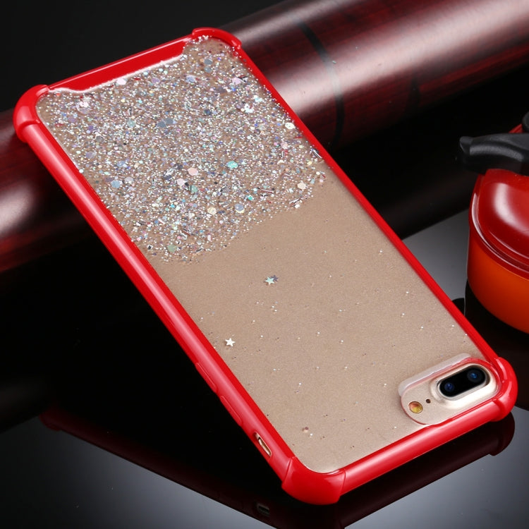 For iPhone 8 Plus / 7 Plus Four-Corner Shockproof Glitter Powder Acrylic + TPU Protective Case