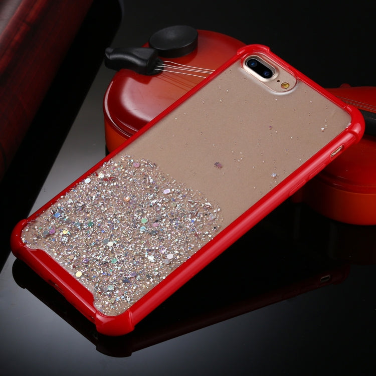 For iPhone 8 Plus / 7 Plus Four-Corner Shockproof Glitter Powder Acrylic + TPU Protective Case