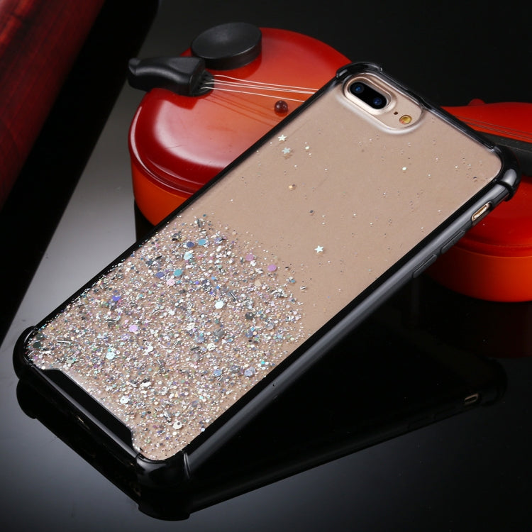 For iPhone 8 Plus / 7 Plus Four-Corner Shockproof Glitter Powder Acrylic + TPU Protective Case