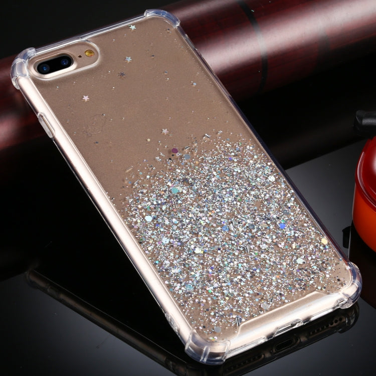 For iPhone 8 Plus / 7 Plus Four-Corner Shockproof Glitter Powder Acrylic + TPU Protective Case