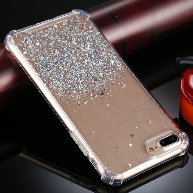For iPhone 8 Plus / 7 Plus Four-Corner Shockproof Glitter Powder Acrylic + TPU Protective Case