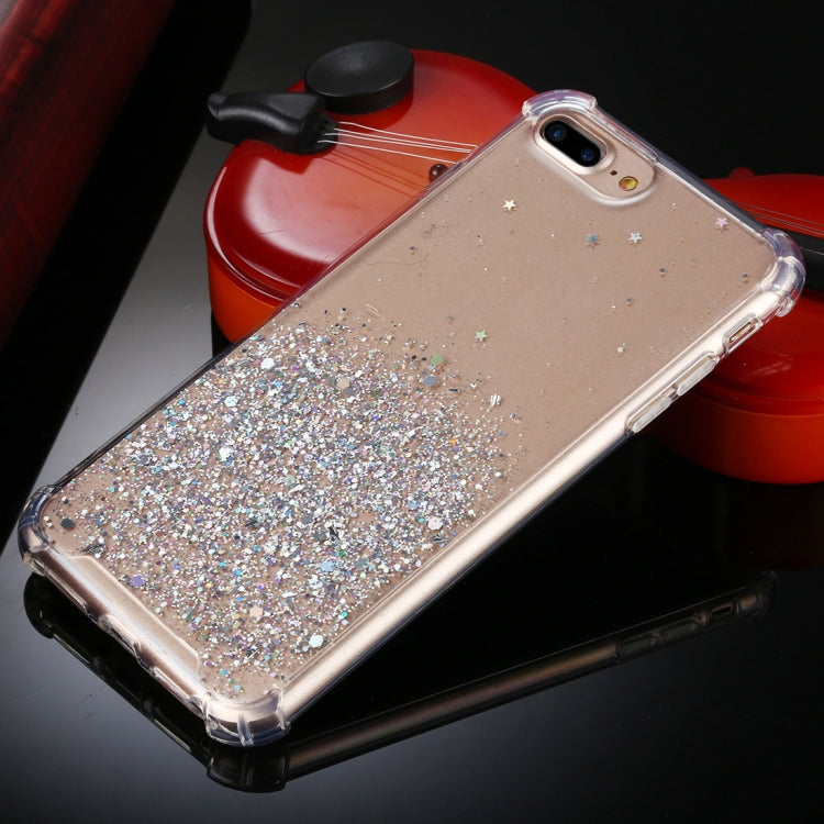 For iPhone 8 Plus / 7 Plus Four-Corner Shockproof Glitter Powder Acrylic + TPU Protective Case