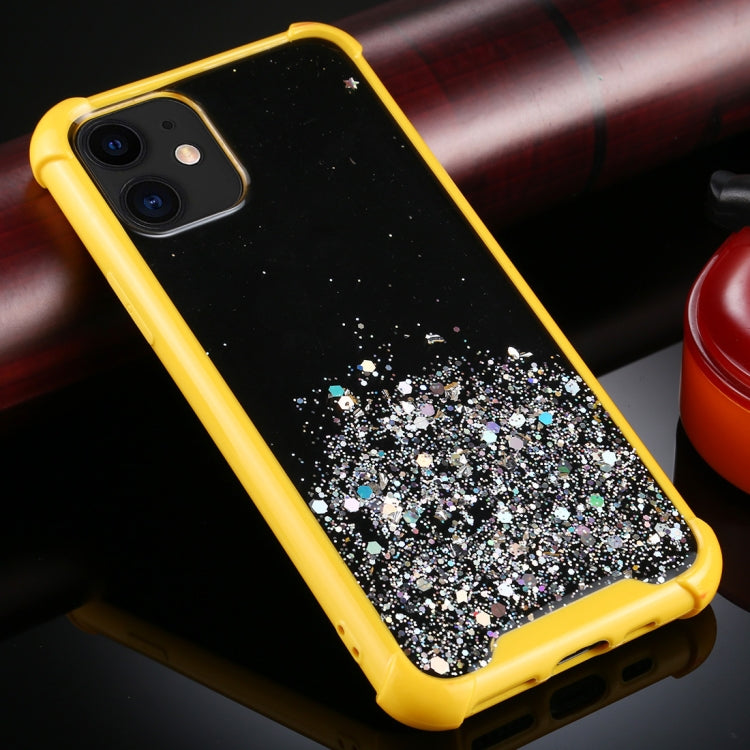 For iPhone 11 Four-Corner Shockproof Glitter Powder Acrylic + TPU Protective Case