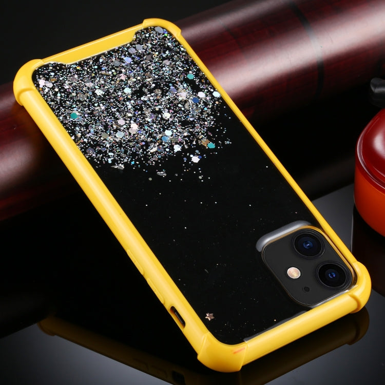 For iPhone 11 Four-Corner Shockproof Glitter Powder Acrylic + TPU Protective Case