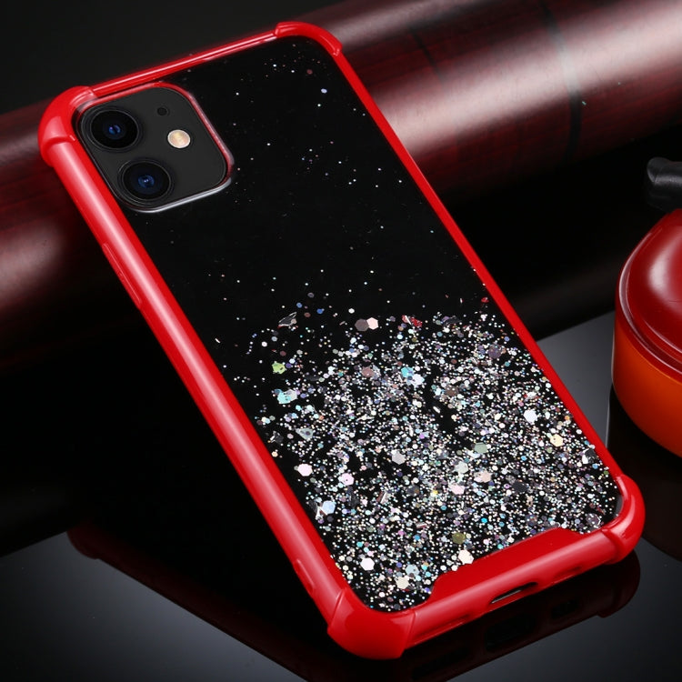 For iPhone 11 Four-Corner Shockproof Glitter Powder Acrylic + TPU Protective Case