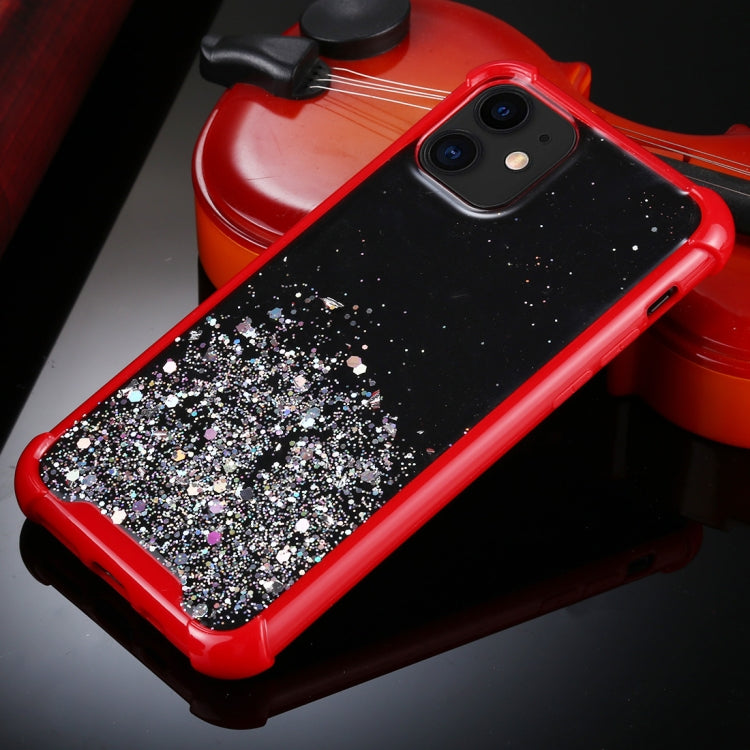 For iPhone 11 Four-Corner Shockproof Glitter Powder Acrylic + TPU Protective Case