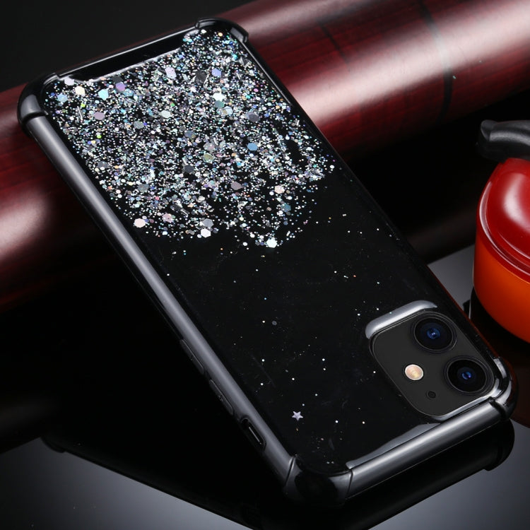 For iPhone 11 Four-Corner Shockproof Glitter Powder Acrylic + TPU Protective Case