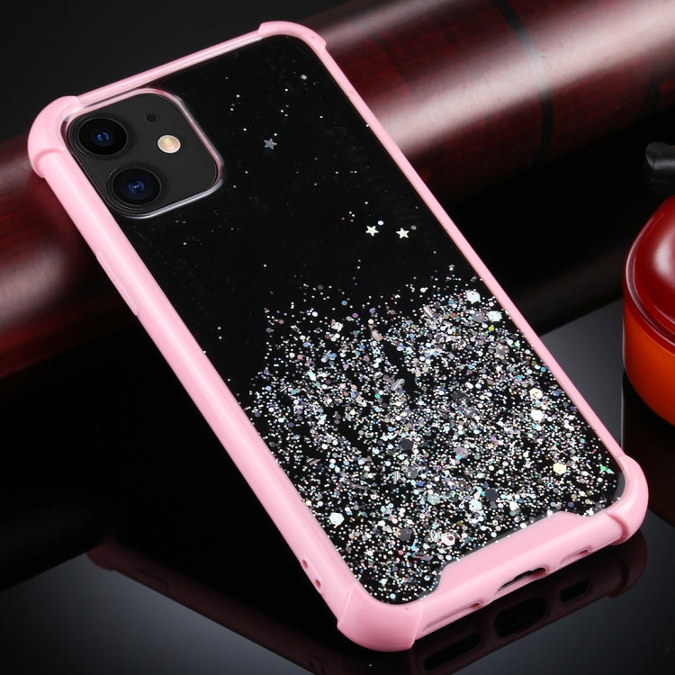 For iPhone 11 Four-Corner Shockproof Glitter Powder Acrylic + TPU Protective Case
