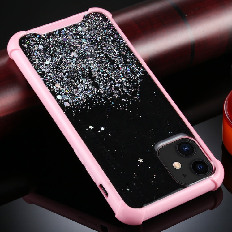 For iPhone 11 Four-Corner Shockproof Glitter Powder Acrylic + TPU Protective Case